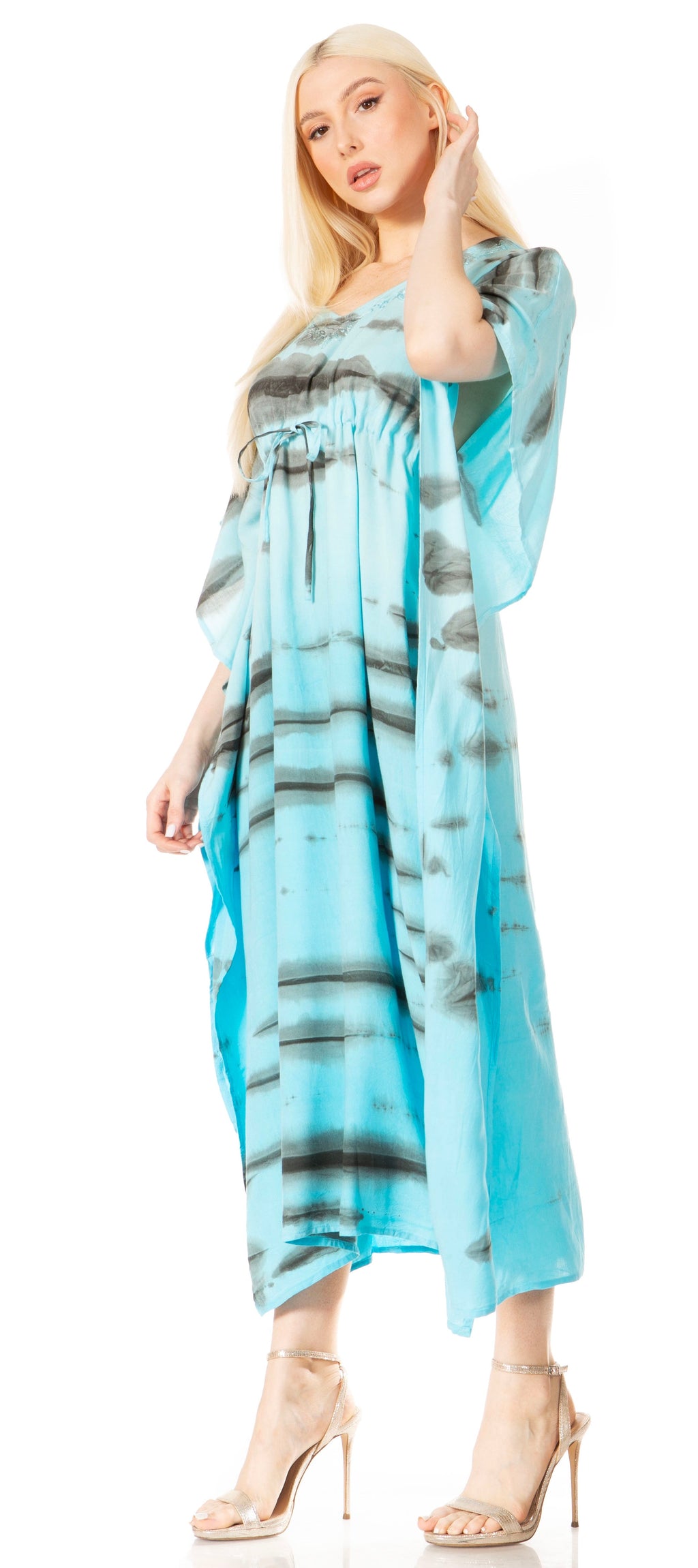 Sakkas Maitte Women's V-Neck Printed Kaftan Cover-Up Dress for the Beach - Buy One Get One