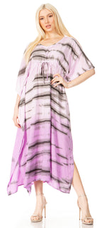Sakkas Maitte Women's V-Neck Printed Kaftan Cover-Up Dress for the Beach - Buy One Get One