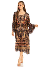 Sakkas Womens 3/4 Ruffled Sleeves Henley Neck Summer Short Flowy Dress/Beachwear