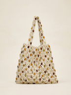 Artisanal Handwoven Gem Bead Crochet Tote Bag