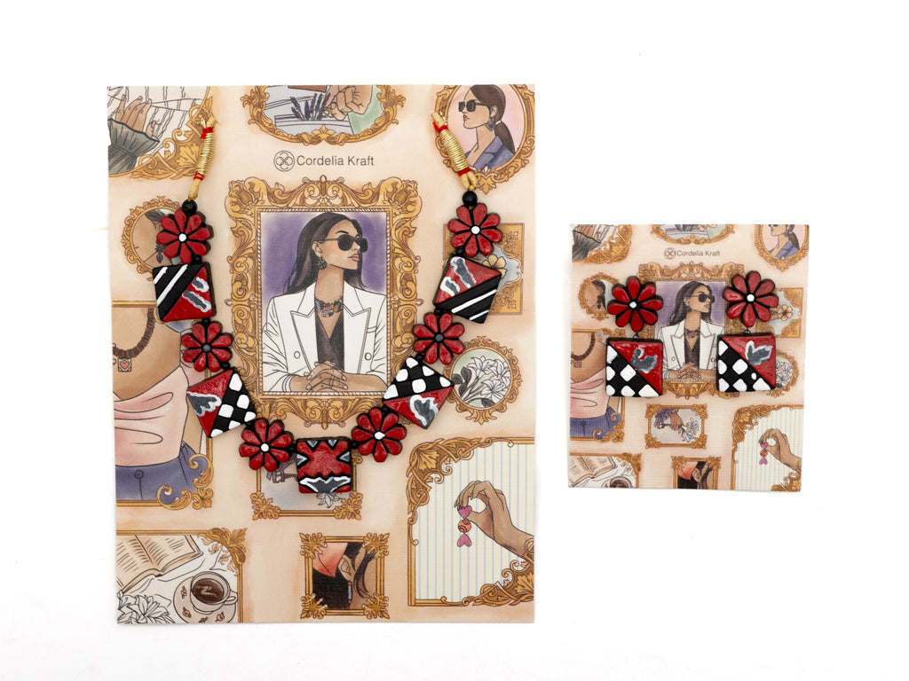 Floral Terracotta Clay Choker Jewelry Set