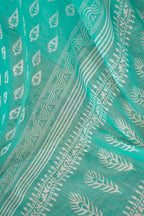 Dwija Fashion Turquoise Blue Party Wear Printed Linen Ready To Wear Saree With Unstitched Blouse