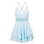 Sexy v-neck women playsuit Hollow out waist spaghetti strap ladies jumpsuit romper