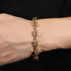6mm blue colored gemstone bracelet with diamonds