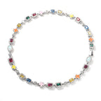 Hip-hop diamond multi-colored gemstone necklace