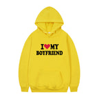 I Love My Boyfriend Print Hoodie Sweatshirt Pullover