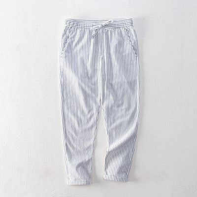 Simple Tether Casual Men's Contrast Color Striped Ankle-length Pants