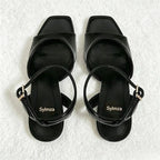 Black Sexy Heels Women Summer Elegant Party Dress Sandals Fashion Square Toe Naked Strap Designer Thin Heels Pumps Zapatos Mujer
