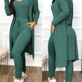 Two Piece Set Women Outfit 2023 Spring Fashion Drawstring Pocket Design U-Neck Sleeveless Skinny Jumpsuit & Long Sleeve Coat Set