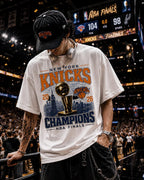 New York Knicks Champions Tee 2026 Finals Trophy City Skyline T-shirt 2026 Summer New Men's Women's Fashion Cotton T-shirt Y2K