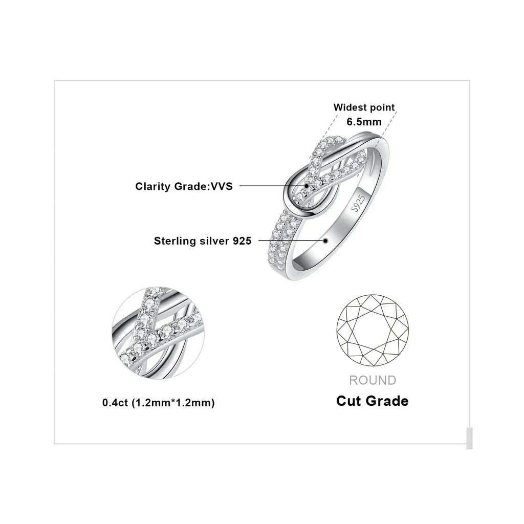 JewelryPalace New Arrival Infinity Love Knot Gemstone 925 Sterling Silver Statement Ring for Woman Fashion Classic Fine Jewelry
