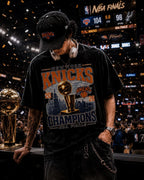 New York Knicks Champions Tee 2026 Finals Trophy City Skyline T-shirt 2026 Summer New Men's Women's Fashion Cotton T-shirt Y2K