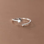 925 Sterling Silver Zircon Star Adjustable Rings For Women High Quality Jewelry Accessories Wholesale  Jewellery Argent 925