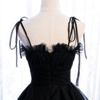 Spaghetti-straps Pleated bodice Ruffle Layered tutu soft tulle prom dress