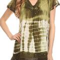 Sakkas Violet Embroidery Tie Dye Sequin Accents Blouse / Top