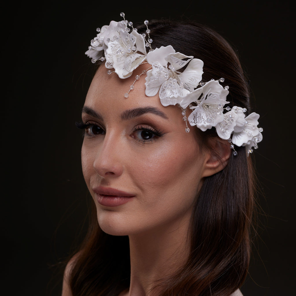 White Orchid Hair Vine