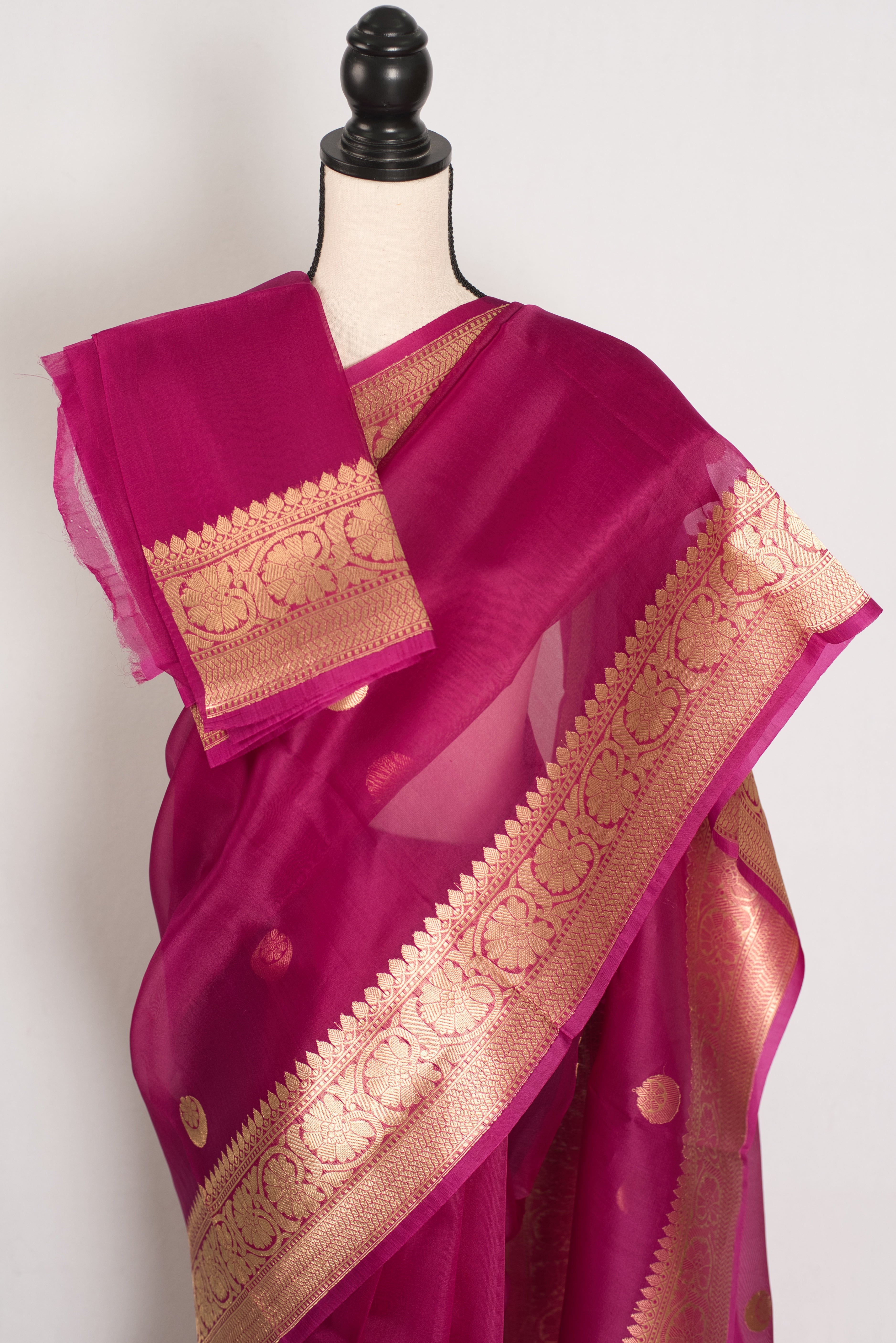 Gracy : Purple and Gold Chand Sitara Kora Organza Banarasi Saree