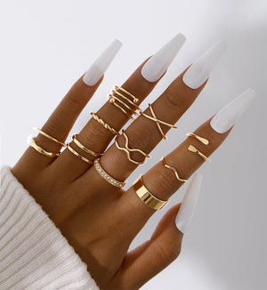 25 Pcs Gold Stackable Ring Set for Women, Chunky Knuckle Finger Midi Rings, Silver Simple Stacking Cute Rings Pack Trendy Stuff Jewelry Gift