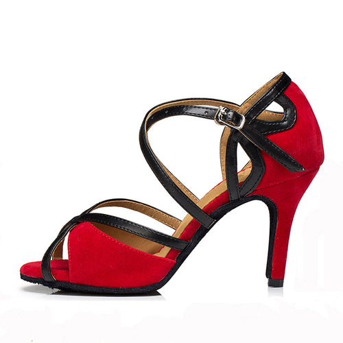 Black Latin Dance Stiletto Heels With Soft Soles For Ballroom Latin Dancing