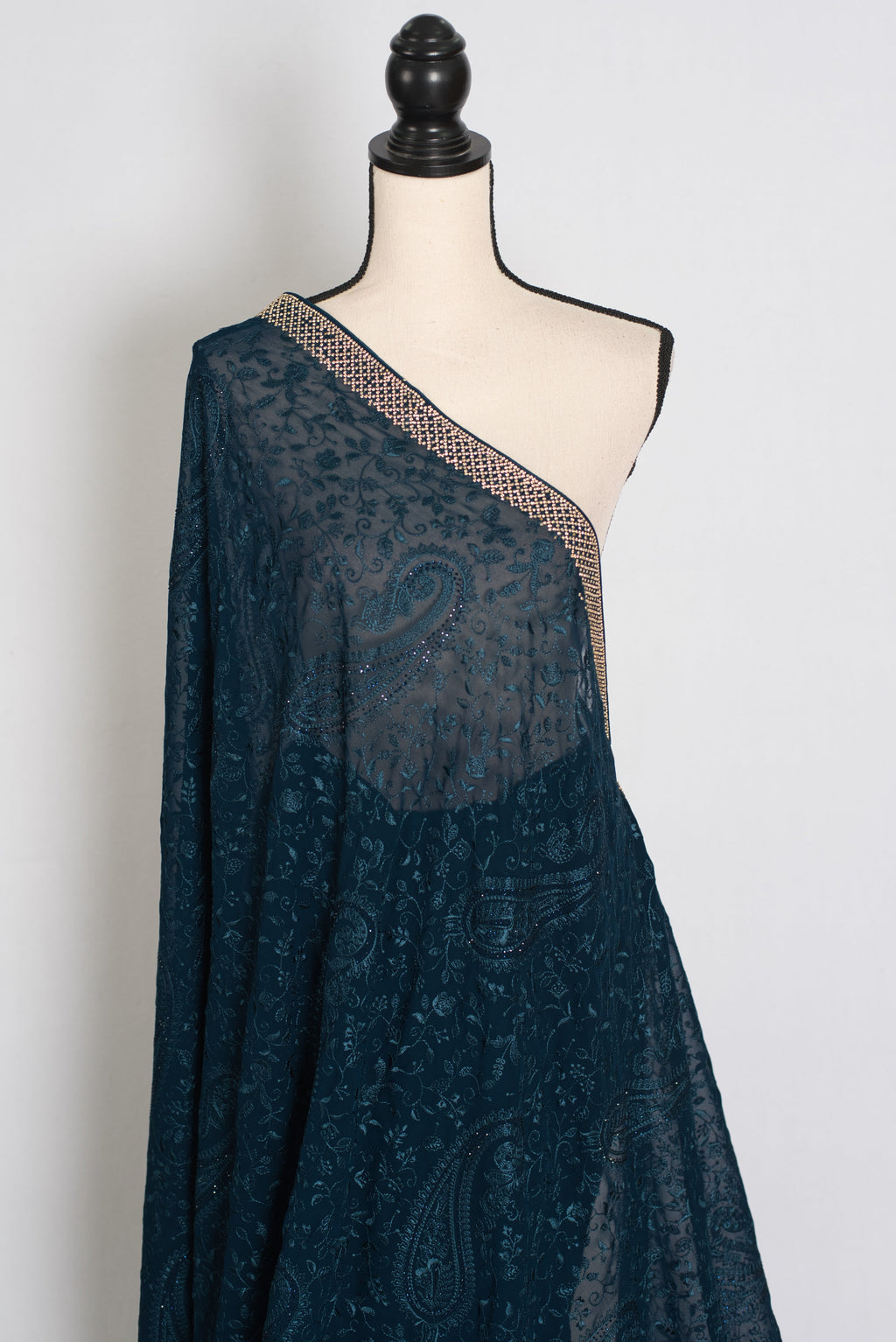 Sia | Cobalt Blue Georgette Kashmiri Embroidery Saree| Designer Cocktail Glamour