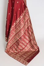 Pritha | Royal Maroon and Cream Handwoven Baluchari Pure Silk Saree