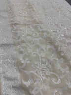 Damini | Ivory White Sequin Georgette Cocktail Saree | Classic Embroidery