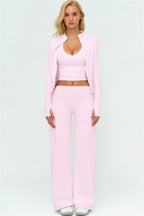 The Twirl Zip Jacket Halter Tank Top New Straight Leg Pants 3-Piece Set