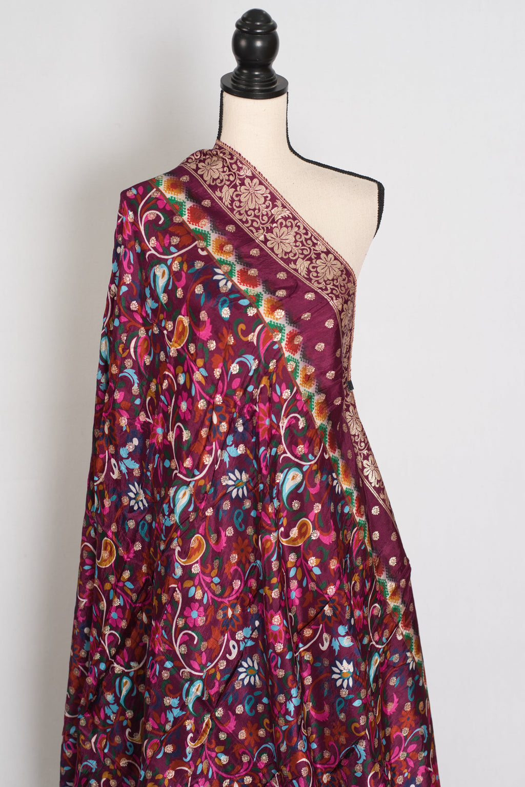 Nandini : Purple Dola Silk Printed Banarasi Dupatta