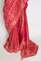 Asha | Rani Pink Cut Dana Hand Embroidery Dola Silk Banarasi Saree