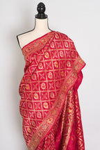 Asha | Rani Pink Cut Dana Hand Embroidery Dola Silk Banarasi Saree