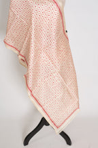 Dhriti | Hand Embroidered Kantha Pure Tussar Silk Stole in Beige & Red