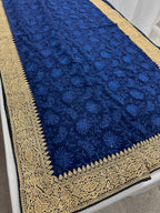 Afrin | Midnight Blue Georgette Partywear Saree | Trending Bollywood Style