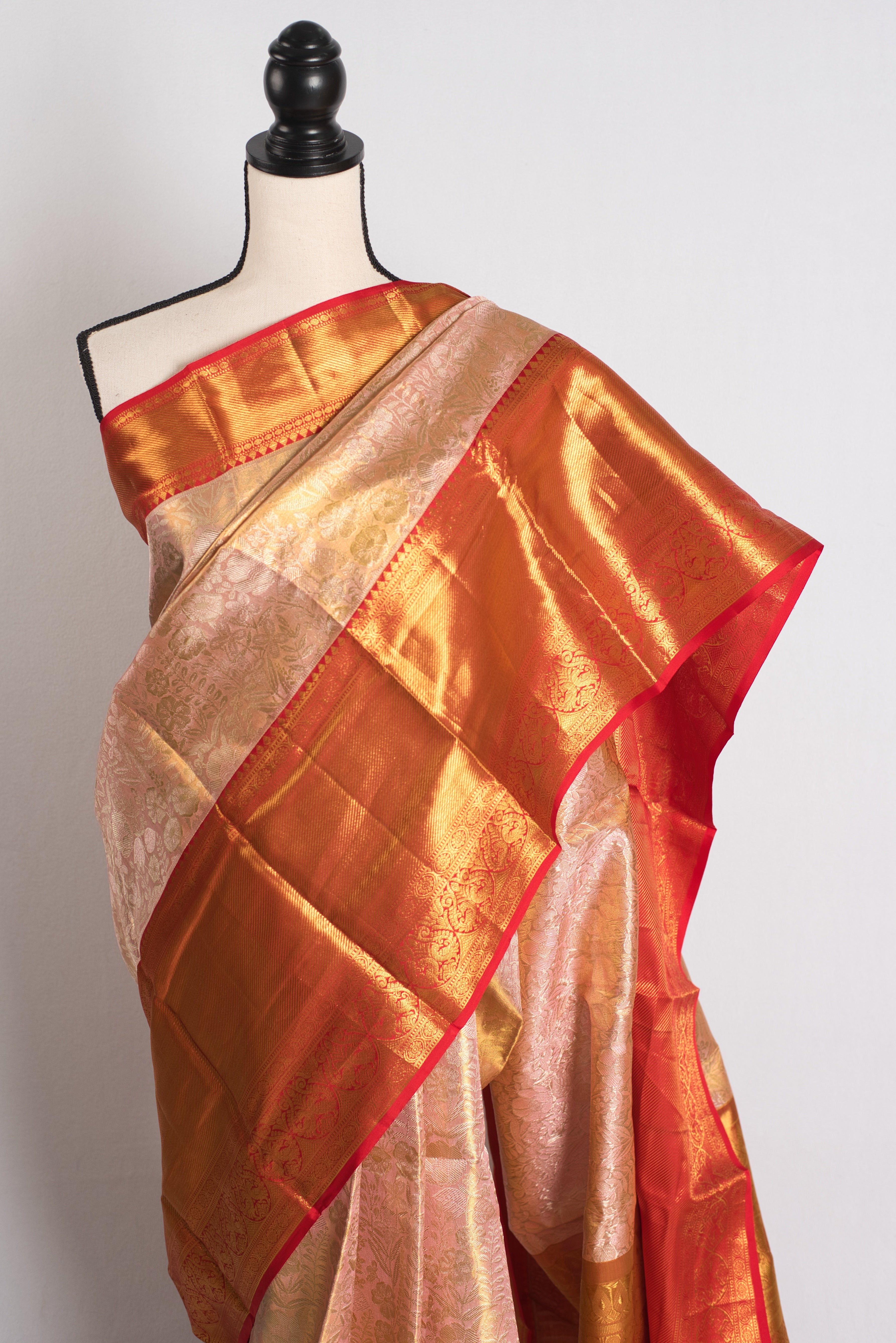 Blush Petal : Handwoven Brocade Bridal Kanjivaram Silk Saree