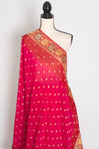 Nadira | Dark Pink & Red Crepe Georgette Banarasi Saree | Hand-Embroidery