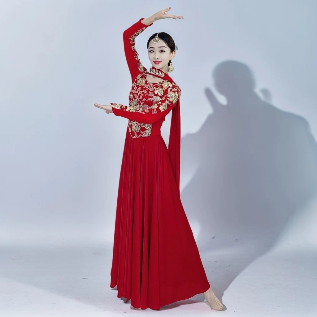 2025 Indian Traditional Bollywood Dance Stage Performance Costume Women Embroidery Anna Saree Dress Festival Clothes DQL10432