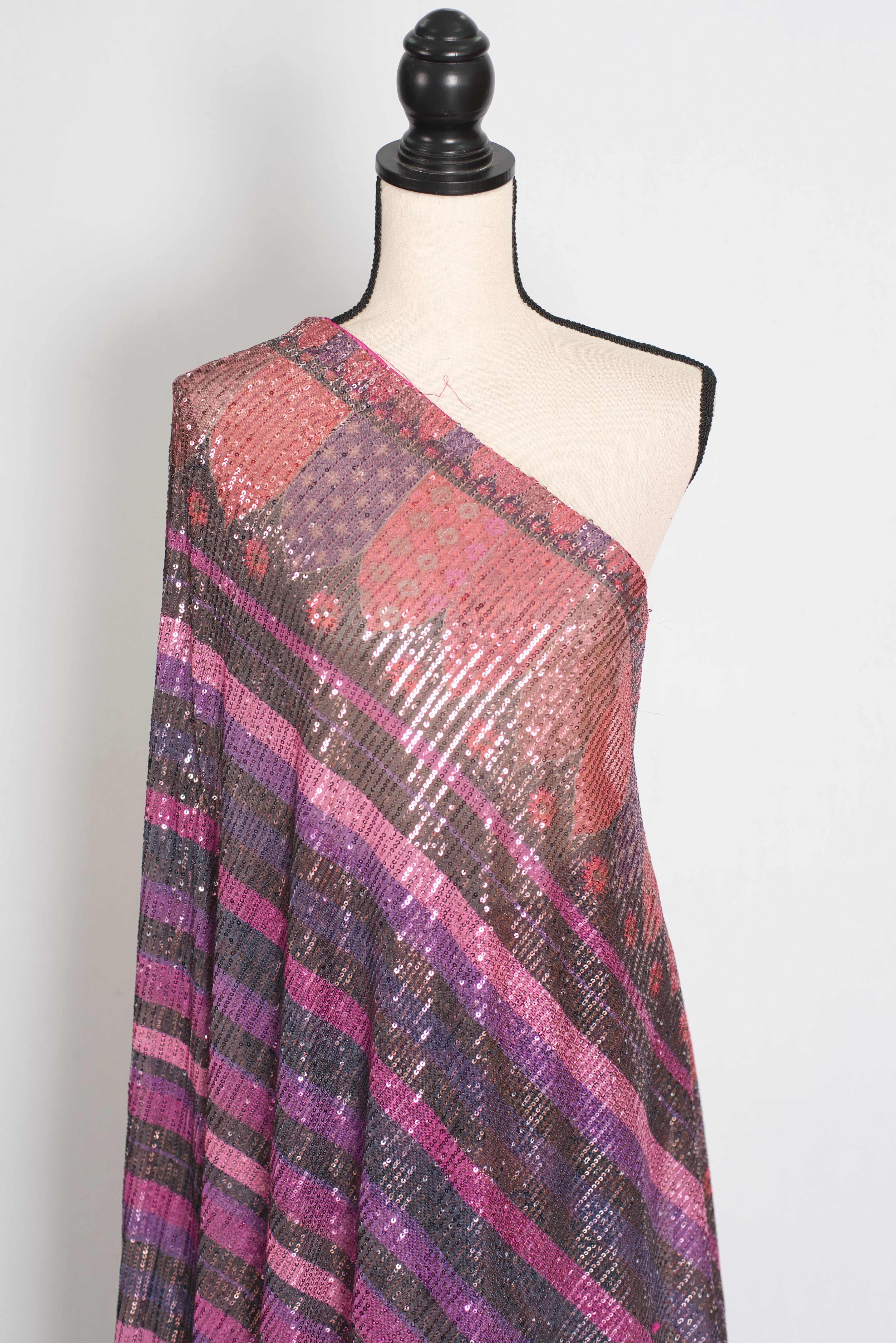 Ruhi | Pink Designer Sequin Saree | Bollywood Style Multi-Tonal Striped Shimmer