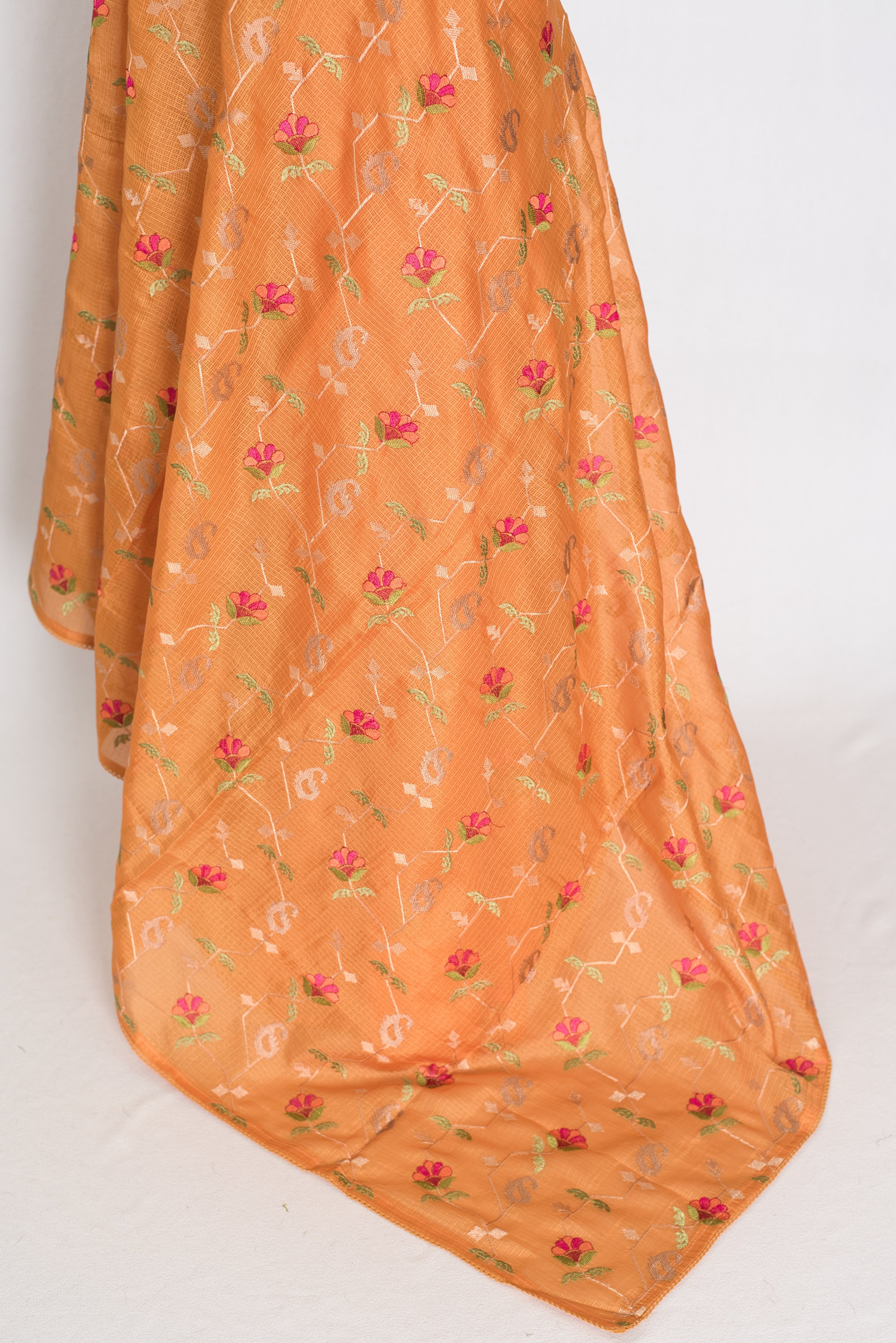 Bella | Sun-Kissed Yellow Kota Silk Saree | Soft, Flowy Floral Embroidery