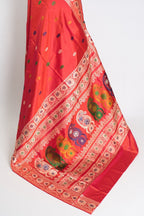 Aarna : Traditional Revival Baluchari Silk Saree from Bengal  in Orangish Red