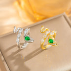 New Chinese Style Zircon Emerald Small Snake Opening Ring