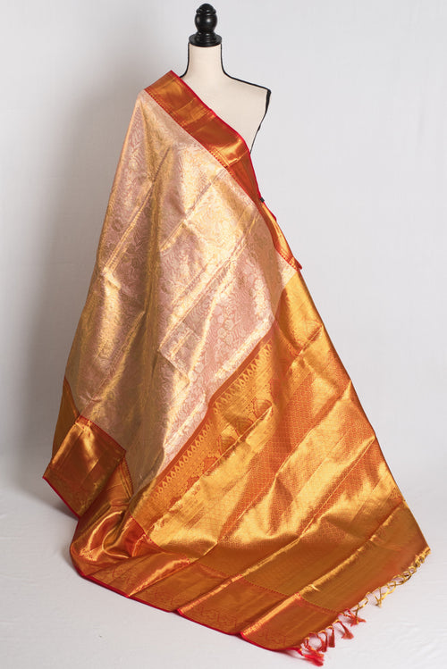 Blush Petal : Handwoven Brocade Bridal Kanjivaram Silk Saree