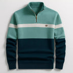 Business Stand-collar Knitwear Half-zip Long-sleeve T-shirt Color-block Pullover Sweaterpremium Quality