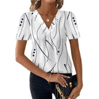 Fashion Casual Printing V-neck Top