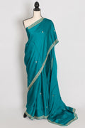 Arifa: Rama Green Satin Saree with Zardosi Work | Size 38 Blouse
