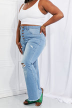 Women's Jess Button Flare Light Blue Jeans Regular - Plus Sizes