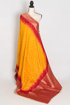 Mala | Yellow & Red Dola Silk Banarasi Saree | Soft & Flowy