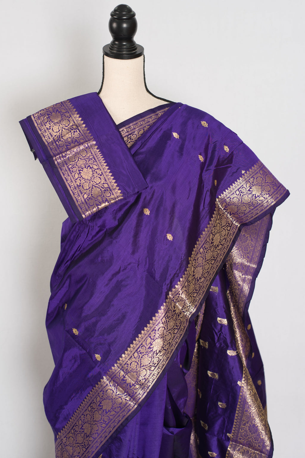 Mahua | Silk Mark Certified Pure Katan Banarasi Saree | Purple & Antique Gold