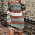 EMERY ROSE Color-Block Pattern Dual Pocket Sweater Dress Fall Winter Cloth for Women