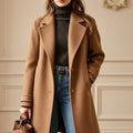 Women's Button-Front Mid-Length Lapel Coat