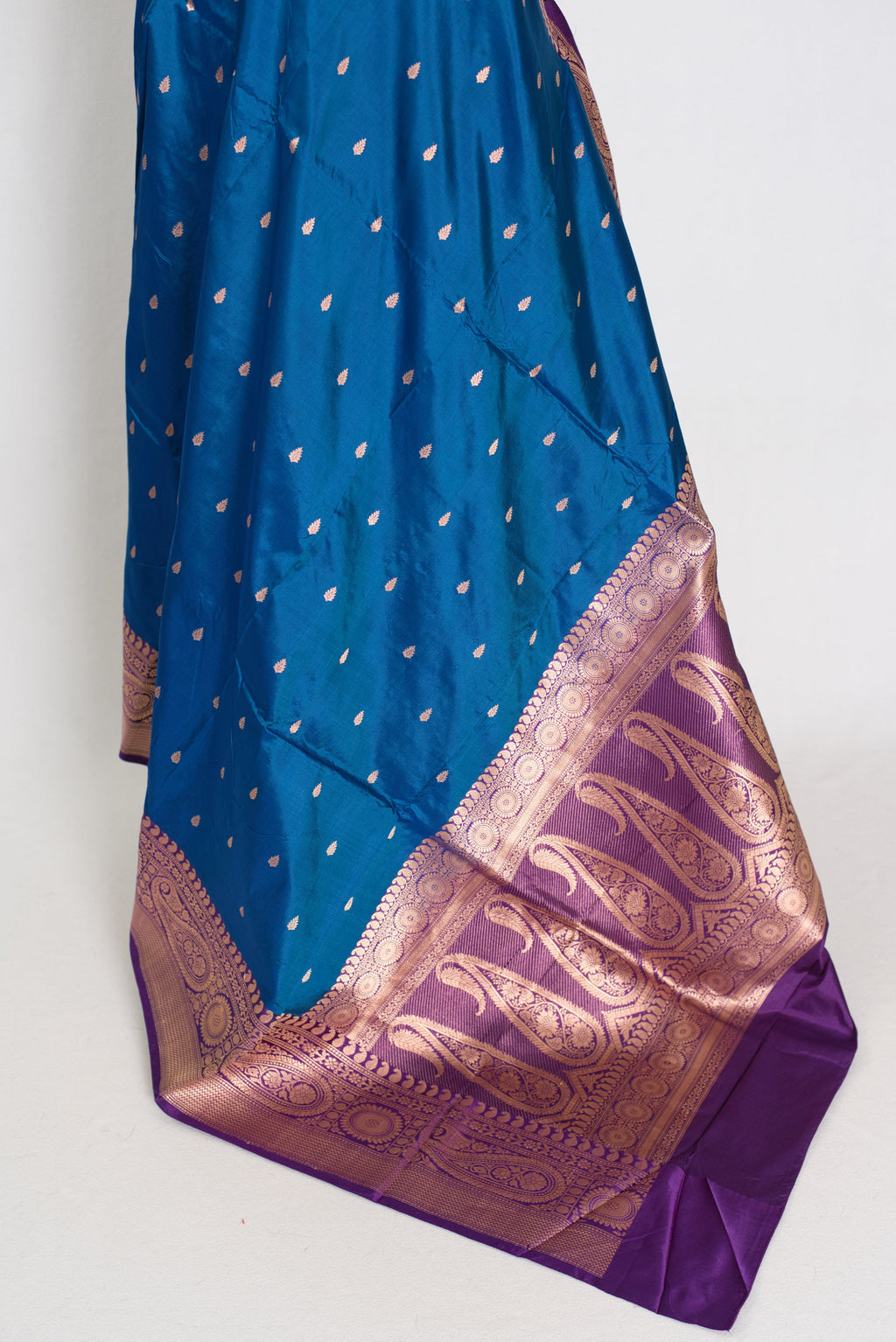 Mahi | Royal Blue Pure Katan Silk Banarasi Saree with 40 Size Stitched Blouse