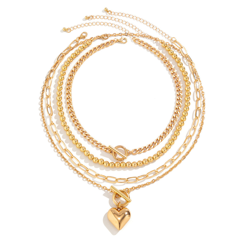 Ladies' Versatile Geometric OT Buckle Short Heart-shaped Necklace